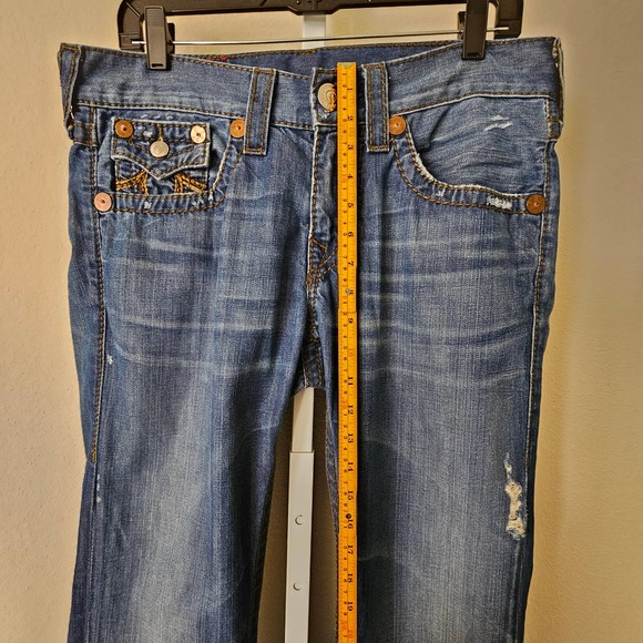 TRUE RELIGION Men's Distressed Rainbow Billy Boot Cut Zipper Jeans Sz 31 Seat 34 - Picture 13 of 16